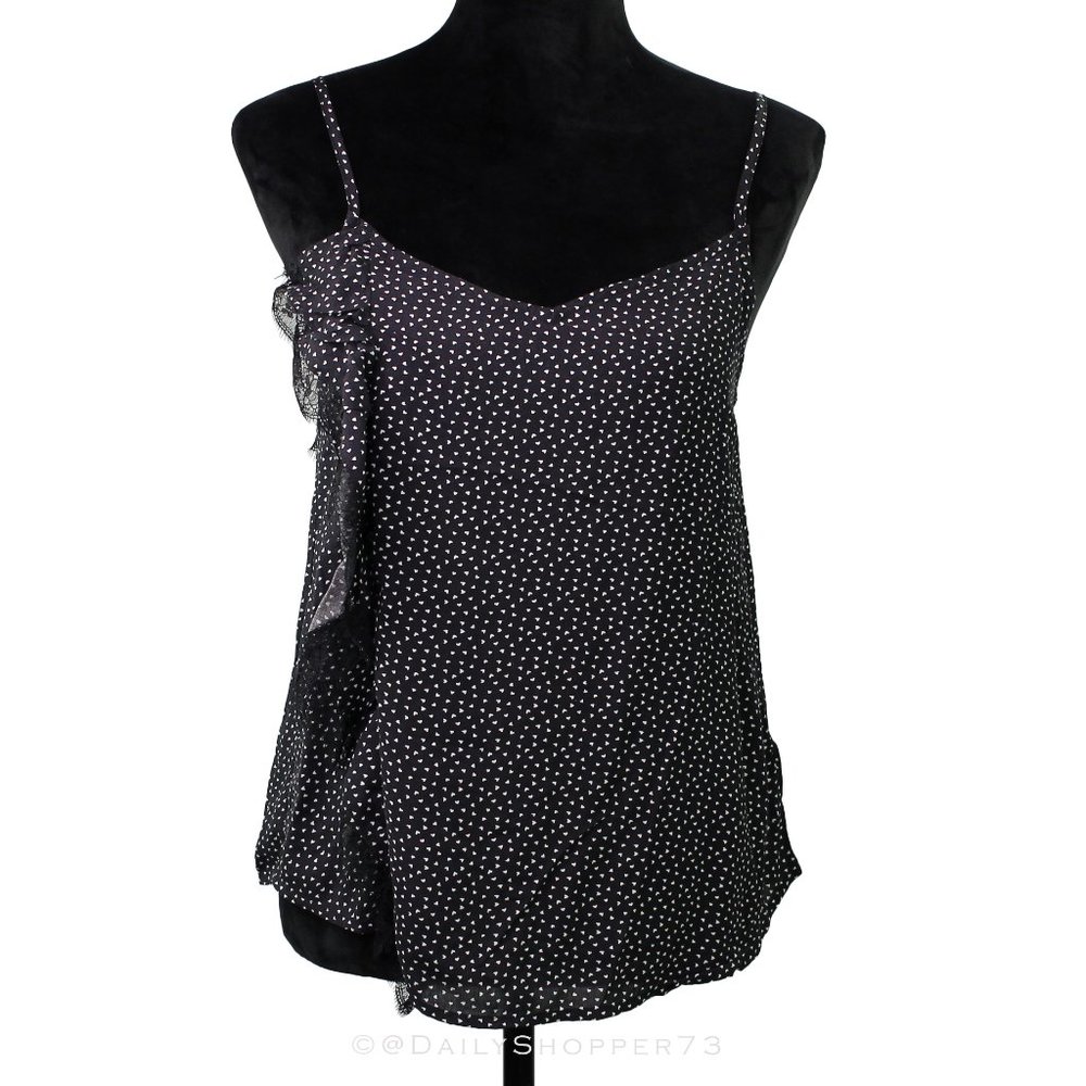 Mustard Seed Women's Heart Print Lace Ruffle Camisole